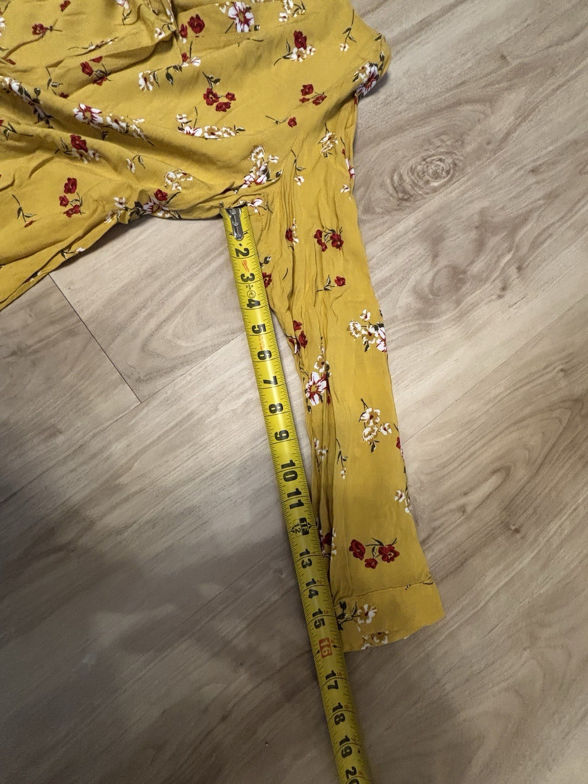 Brina & EM Blouse Medium Mustard Yellow Red White Floral 100% Rayon