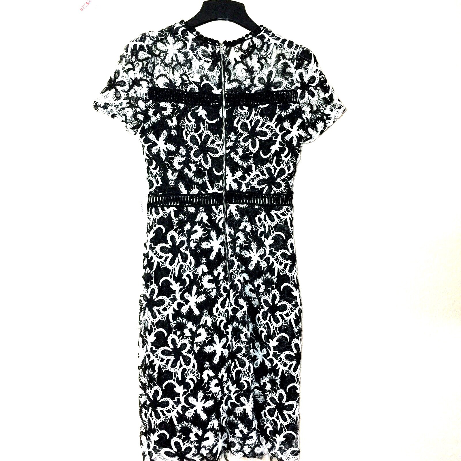 NWT Aqua Black White All Crochet Lace Dress Midi Size Small $118 Super Cute!
