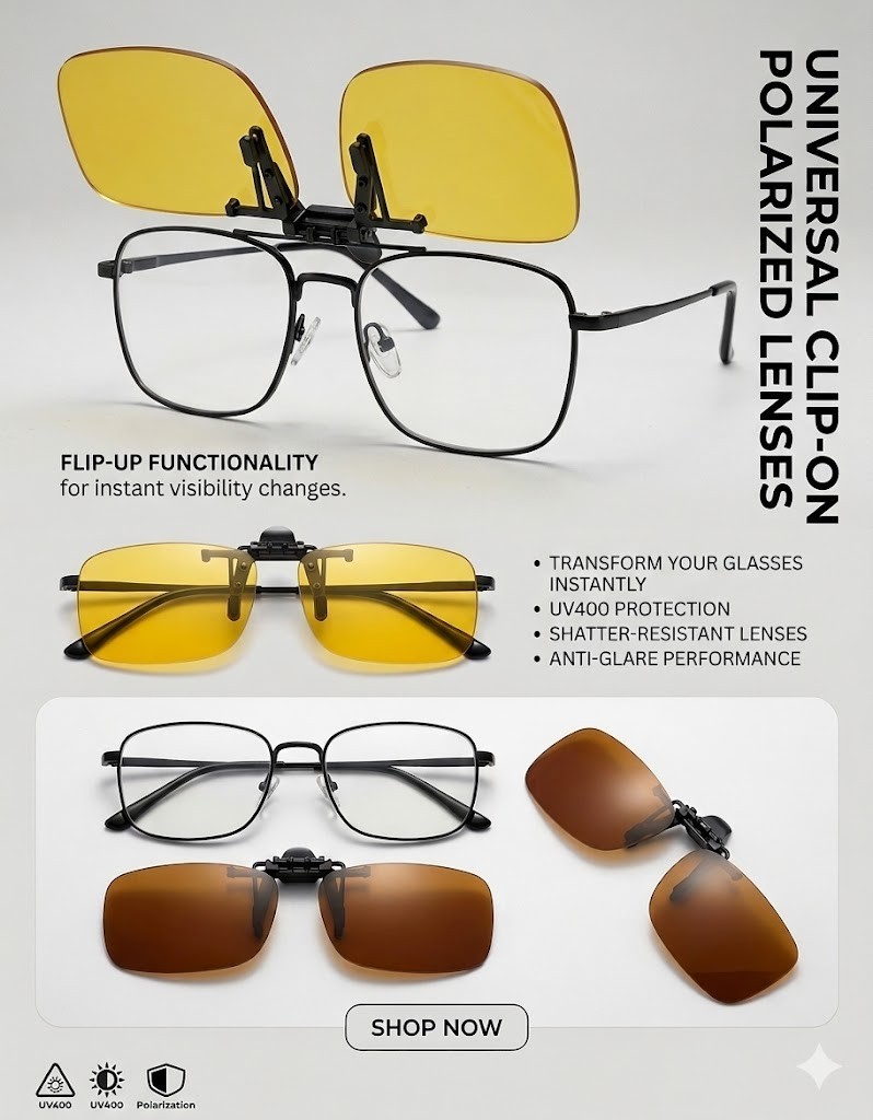 Flip Up Clip On Polarized Sunglasses Men Women 100% UV400 Protection