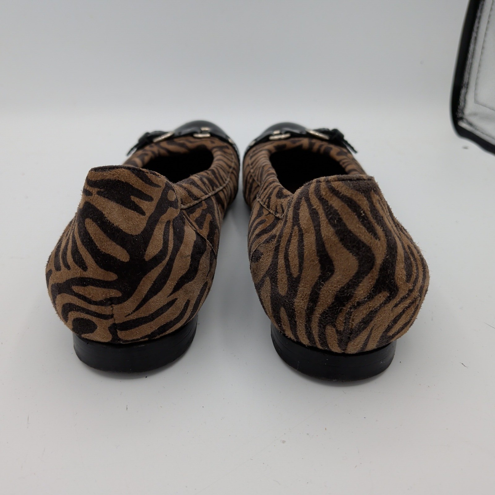 AGL Monica Ballet Flats Zebra Print Cap Toe Ballet Flats Brown Black 38 Womens 8