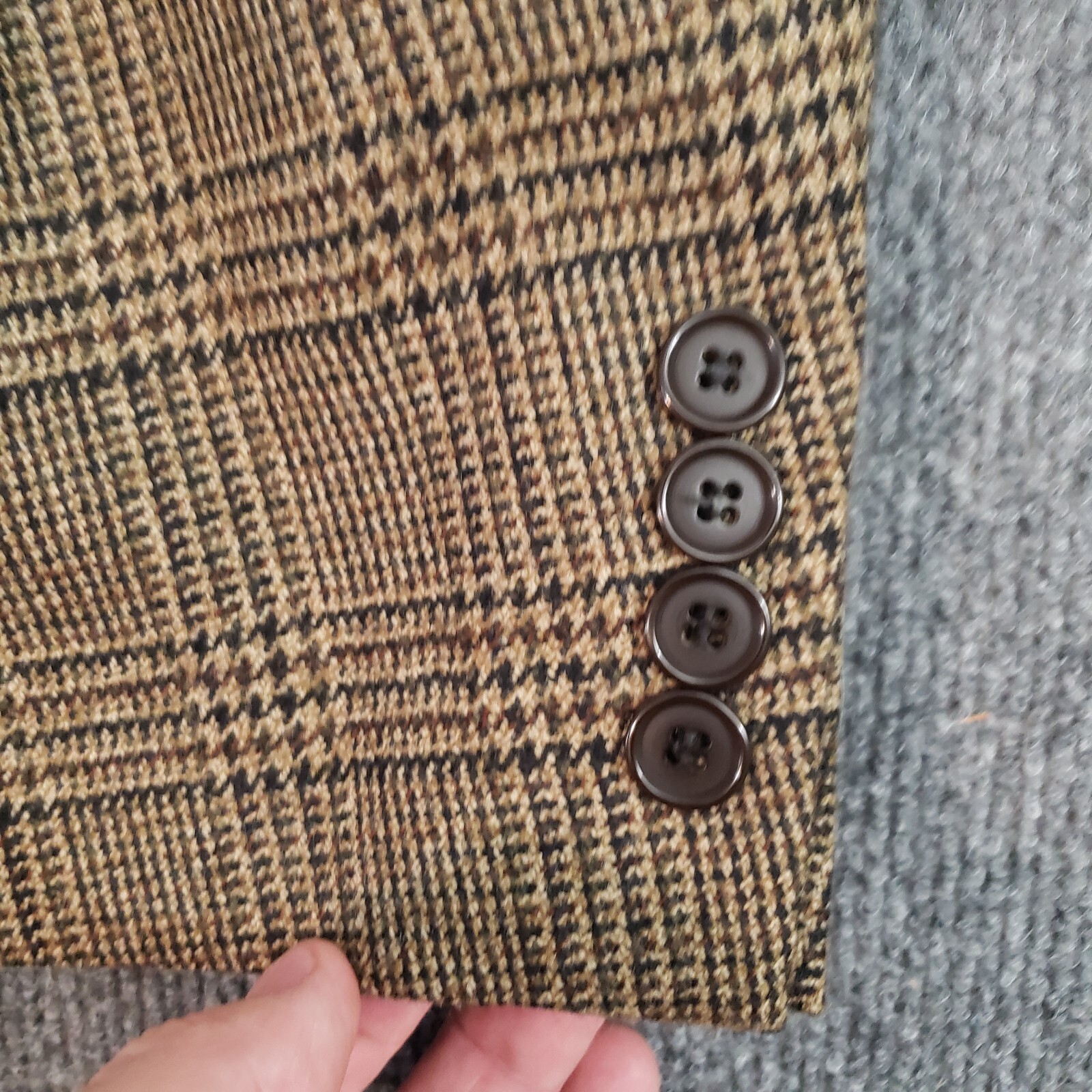 gianfranco italy collection hounds tooth blazer mens 44 r 100% lambs wool brown