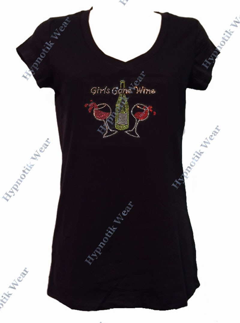Women’s Rhinestone T-Shirt ” Girls Gone Wine ” S, M, L, XL, 2X, 3X,