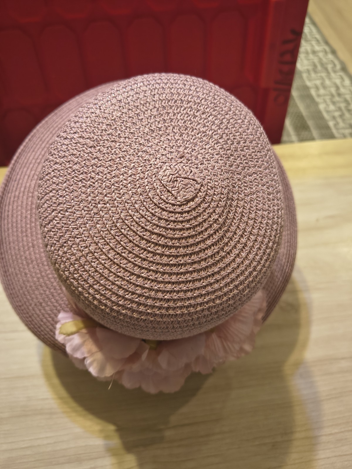 Women’s Hat Pink With Floral Embellishments See Pictures
