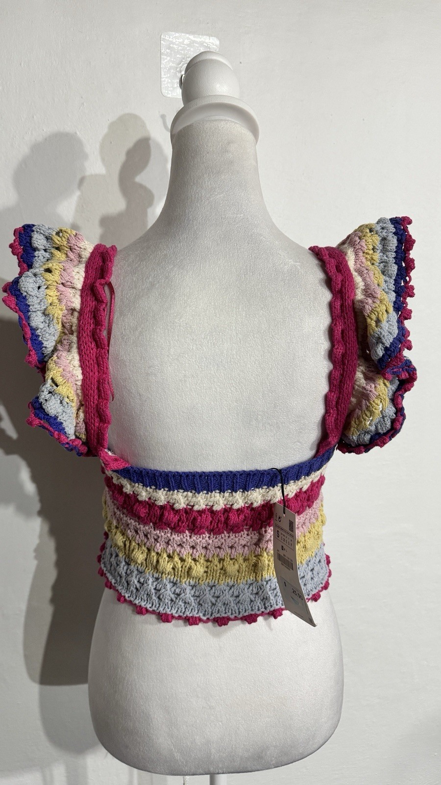 Zara Multicolor Crochet Ruffle Tank Top – Pink, Purple, Yellow, Cream, small