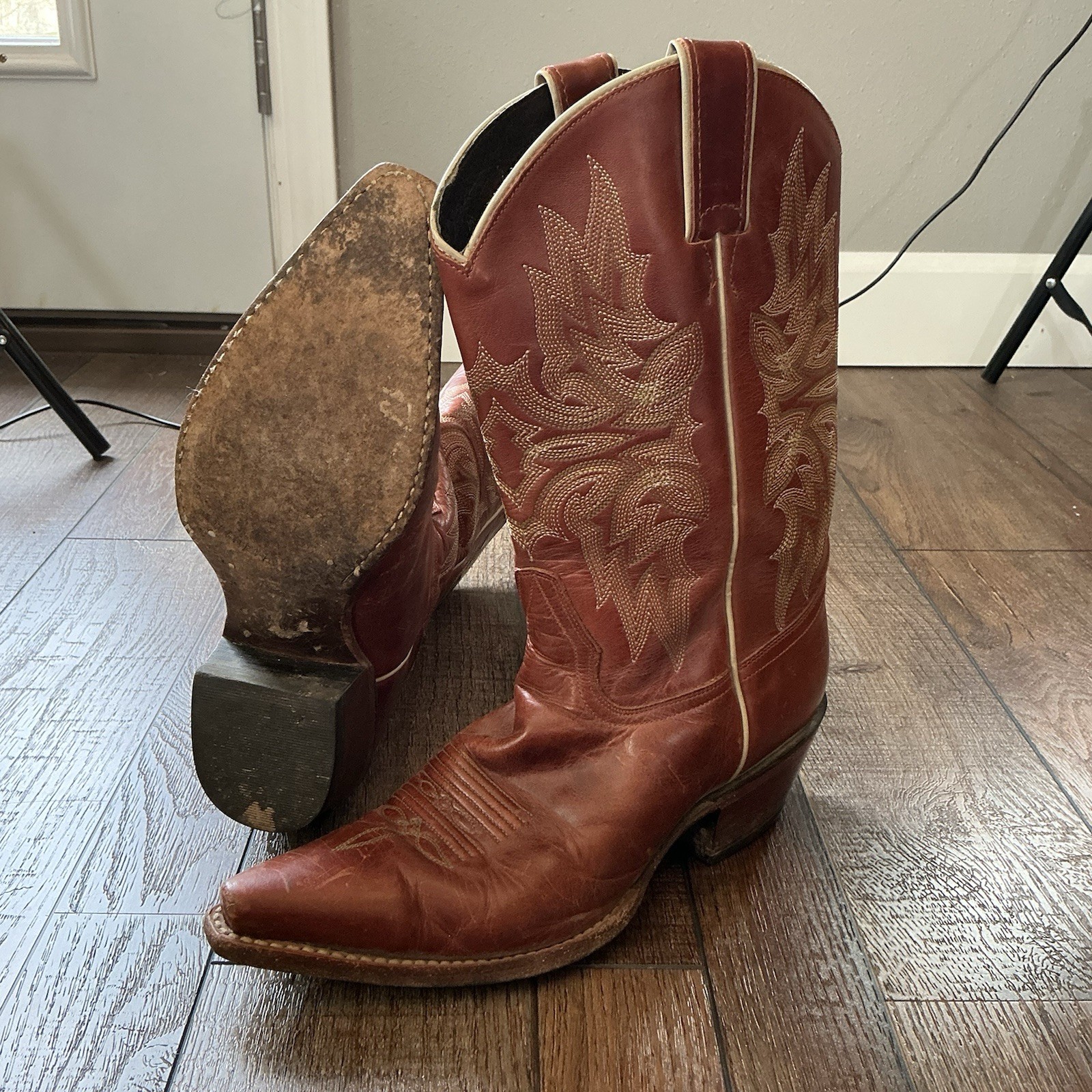 VINTAGE Sonora Western Cowboy Boots Men’s 7D Brown Leather Mexico Made #21C5