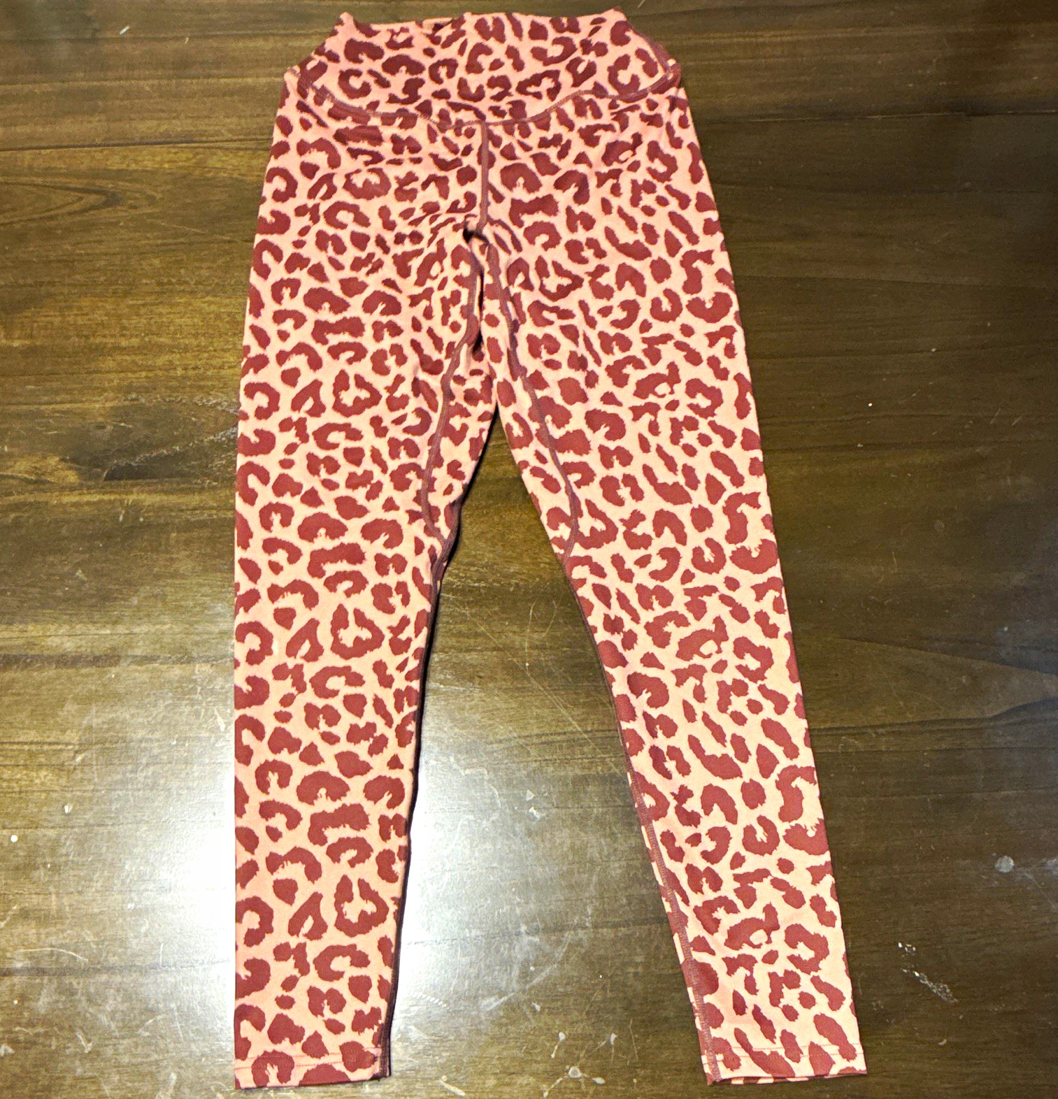 Balance Women’s Leopard Print Leggings Pink Brown Small Slim Stretch Soft Smooth