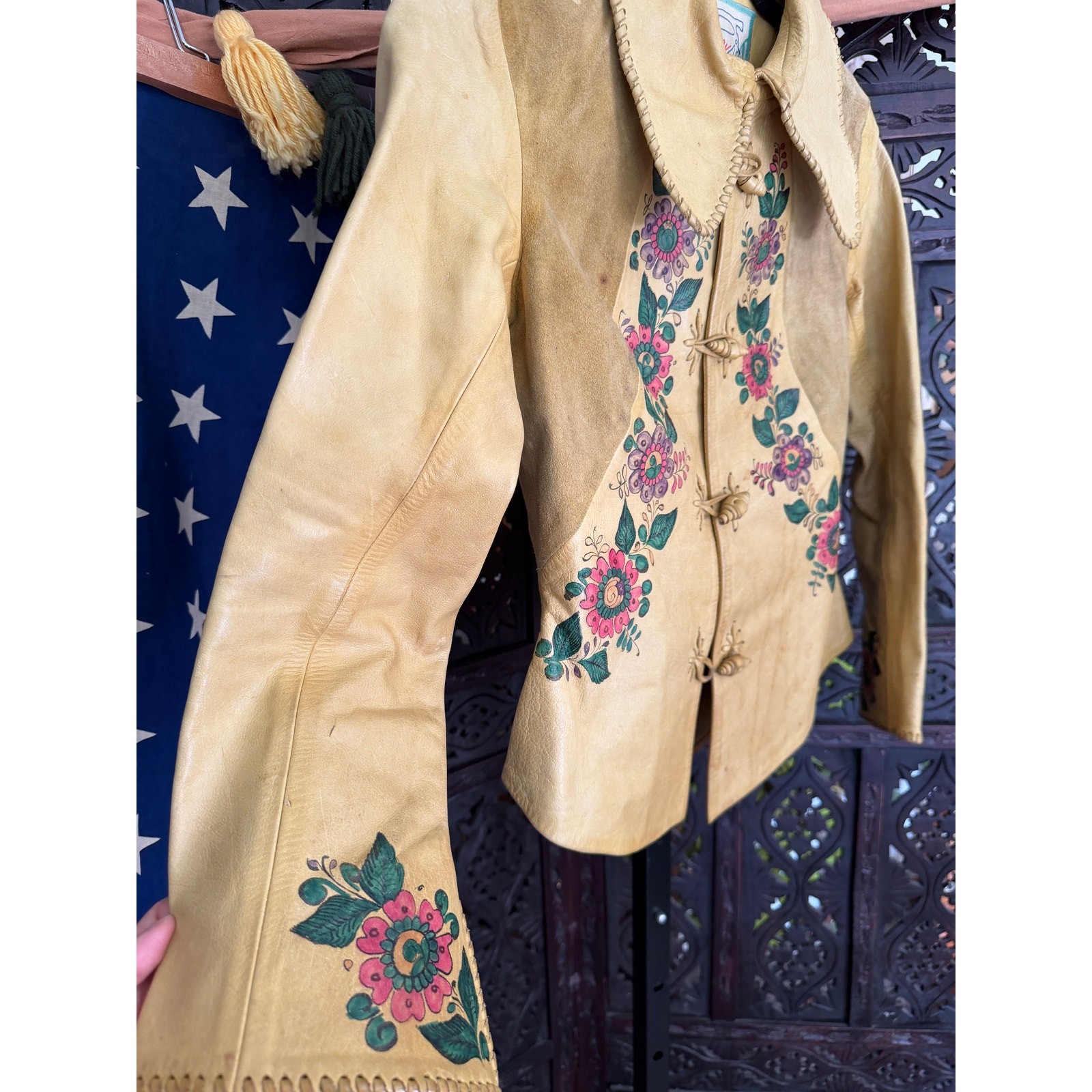 Vintage 60s 70s Char hand painted whipstitch jacket