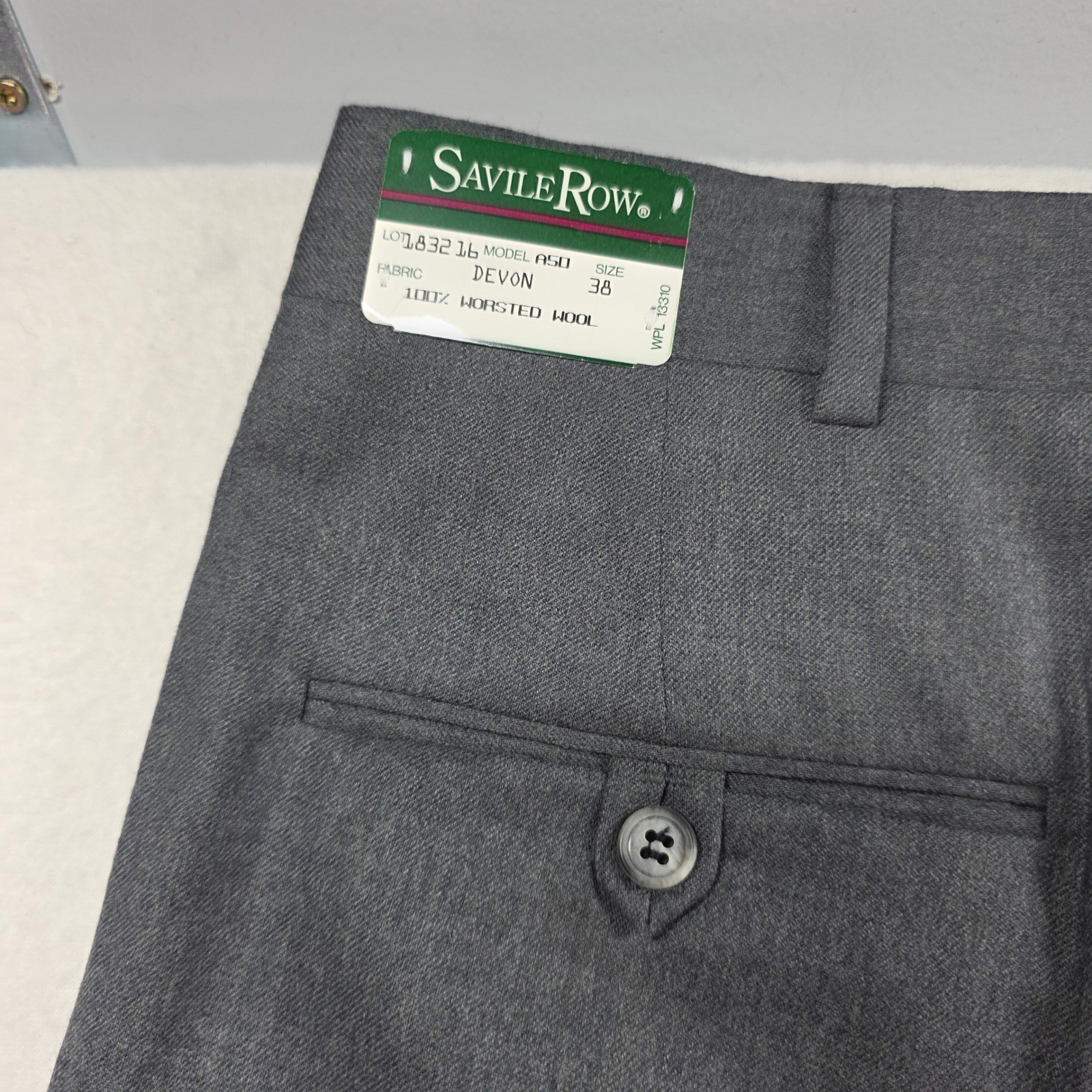 Savile Row Dress Pants Mens 38 Gray Pleated 100% Worsted Wool Made in USA Devon