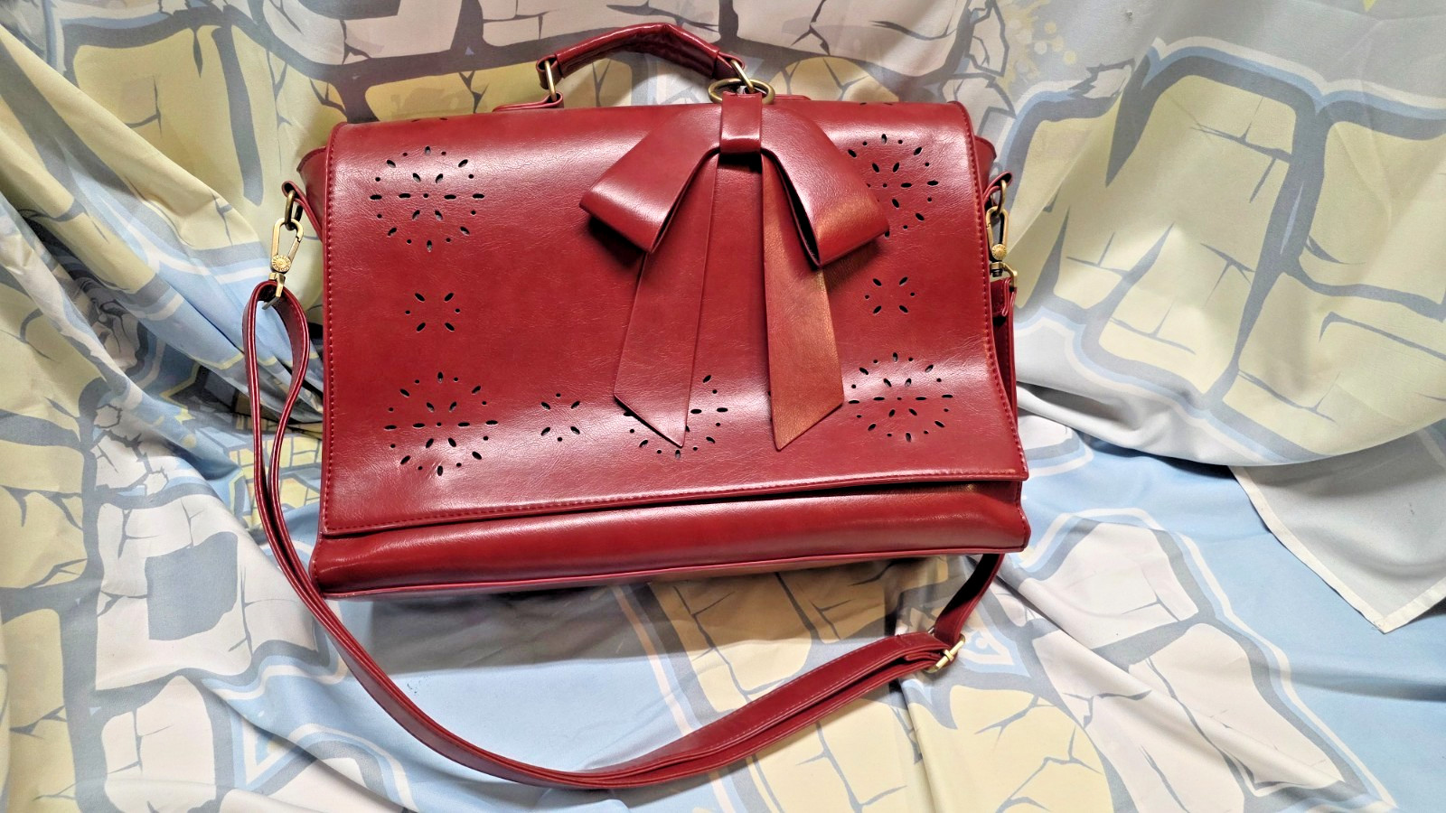 ECOSUSI Vegan Leather Laptop Bag Briefcase Crossbody Messenger Bag Red