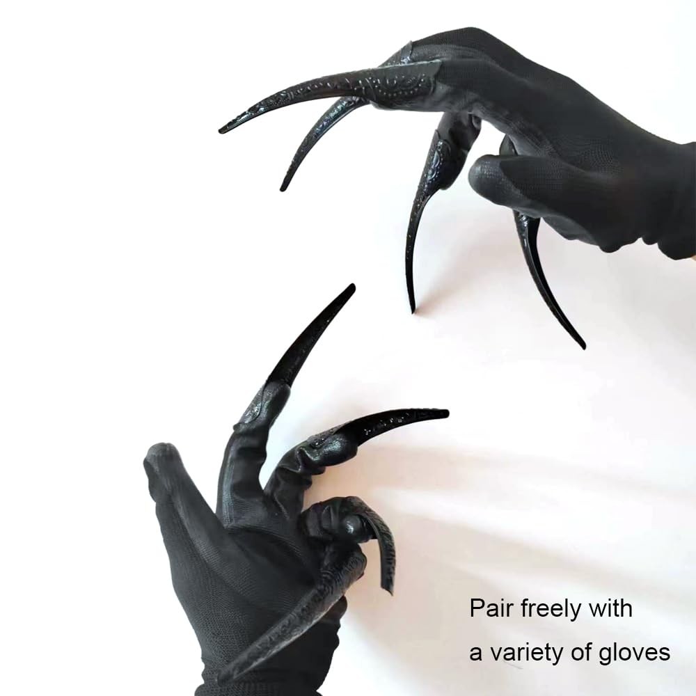 10 Pcs Long Finger Claws ,cuff design Adjustable Black Metal nail 10pcs balck