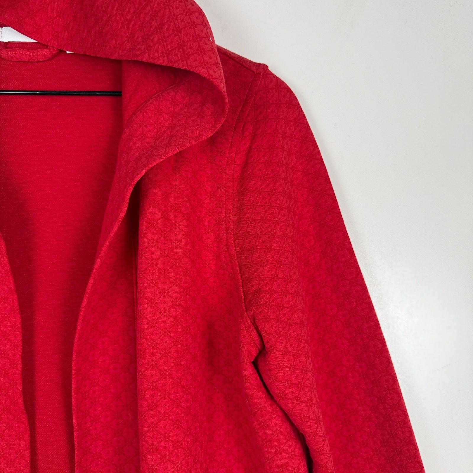 J.Jill Open Front Hooded Cardigan Textured Red Cotton – M