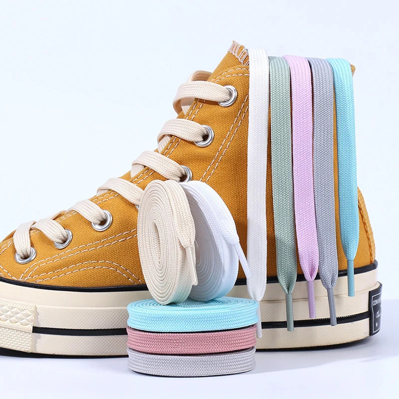 Classic Solid Color Laces 0.8cm Wide Flat Shoes Sneakers shoelaces Shoe Accessor