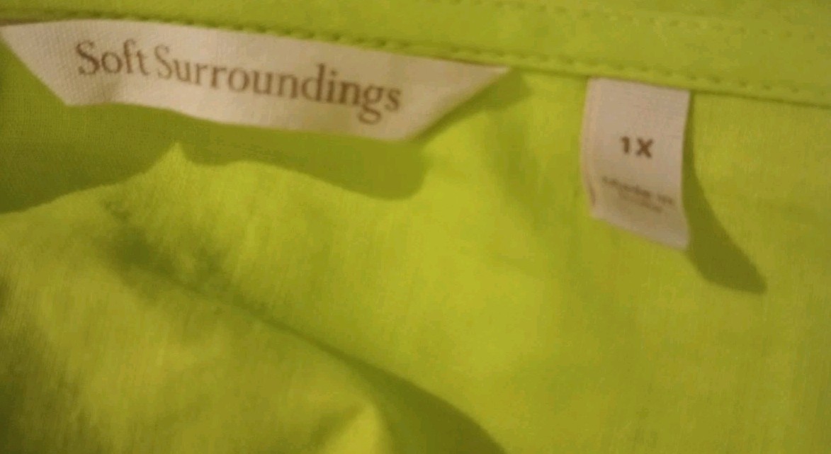 Soft Surroundings Andrea Linen Blend Pullover Blouse Button Shoulder Detail 1X