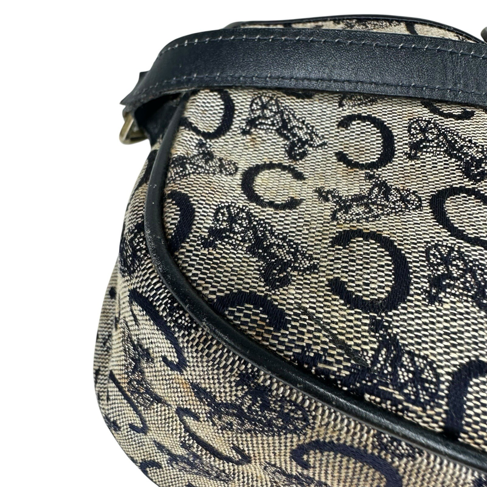 Celine Horse Carriage Hardware Monogram C Jacquard/Leather Shoulder Bag Blue