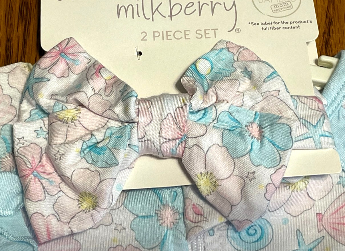 Milkberry Bamboo Shells Flowers Sleeper Ruffles 2 Way Zipper New Girl Baby 6-9M