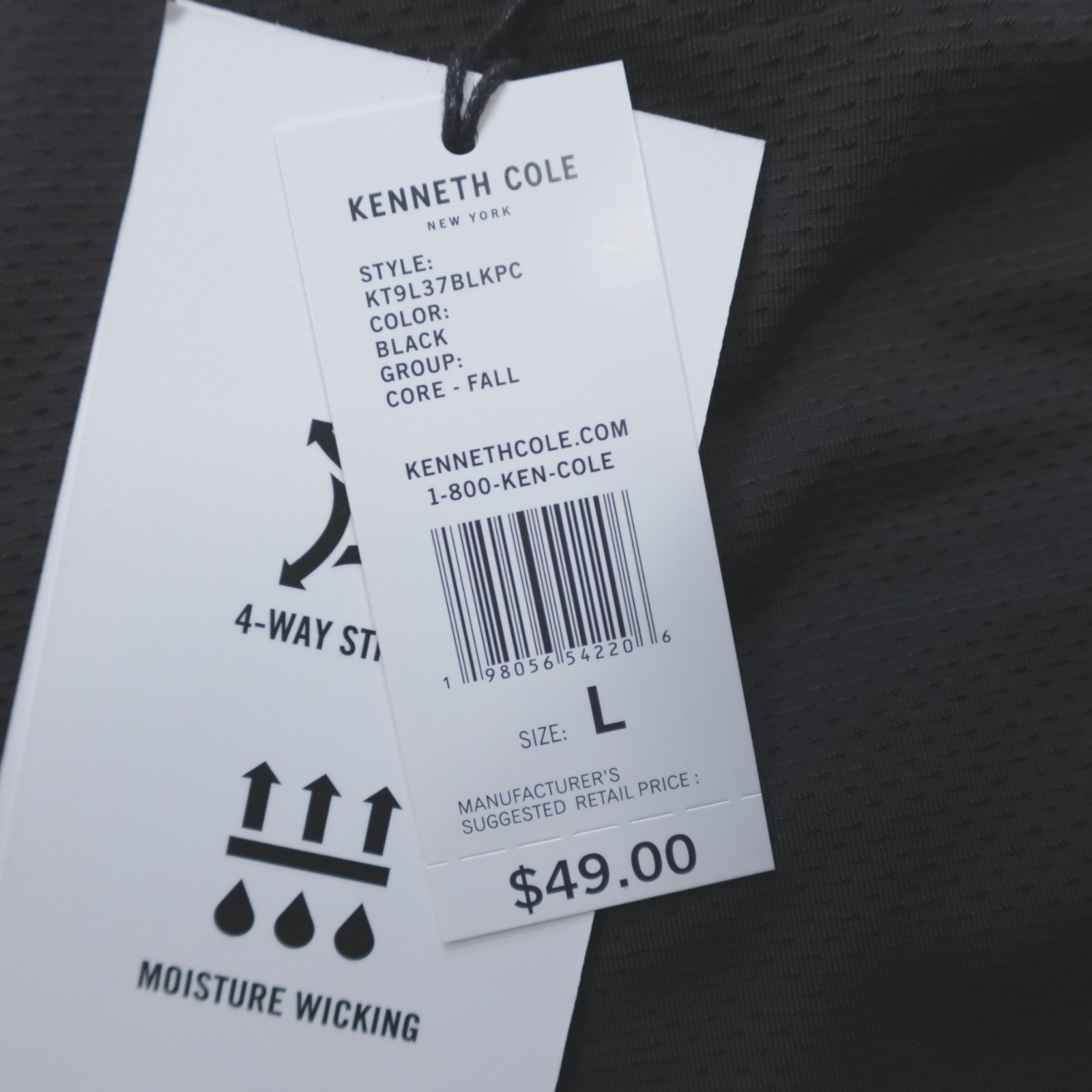 Kenneth Cole Men’s Tech SS Shirt Silky Mesh Stretch Wicking Soft Black