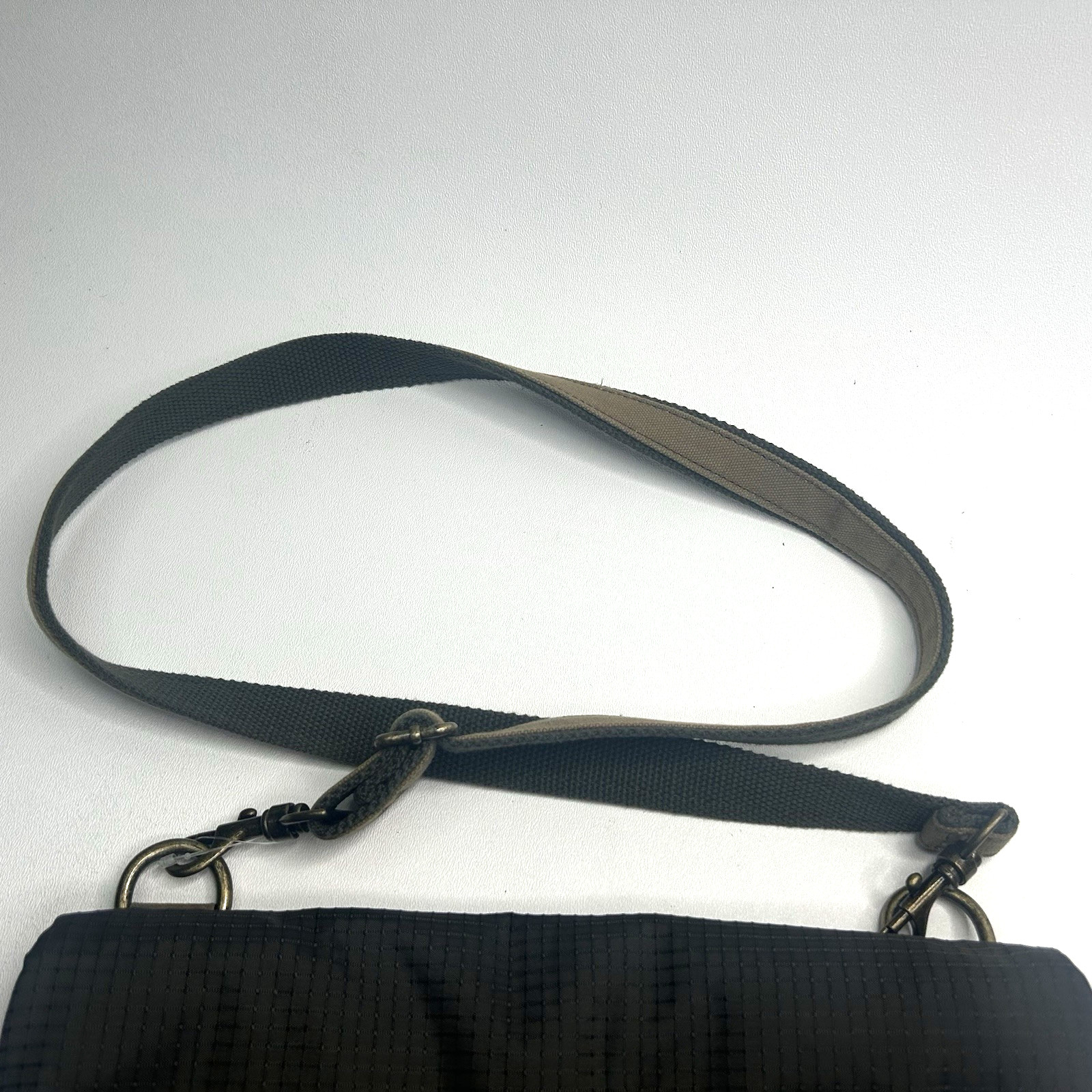 Sporty EDDIE BAUER Brown Canvas/Nylon Crossbody Foldover Bag