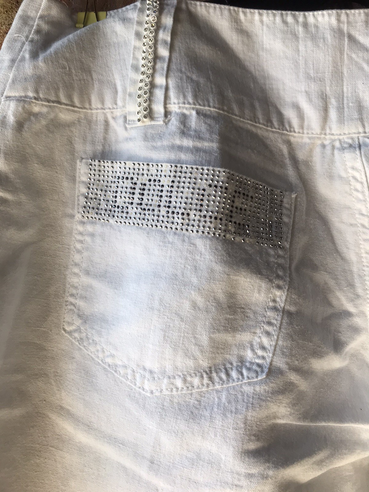 Dolce Gabbana White Capri Pants 52% Linen 48% Cotton Low Cut Rise L