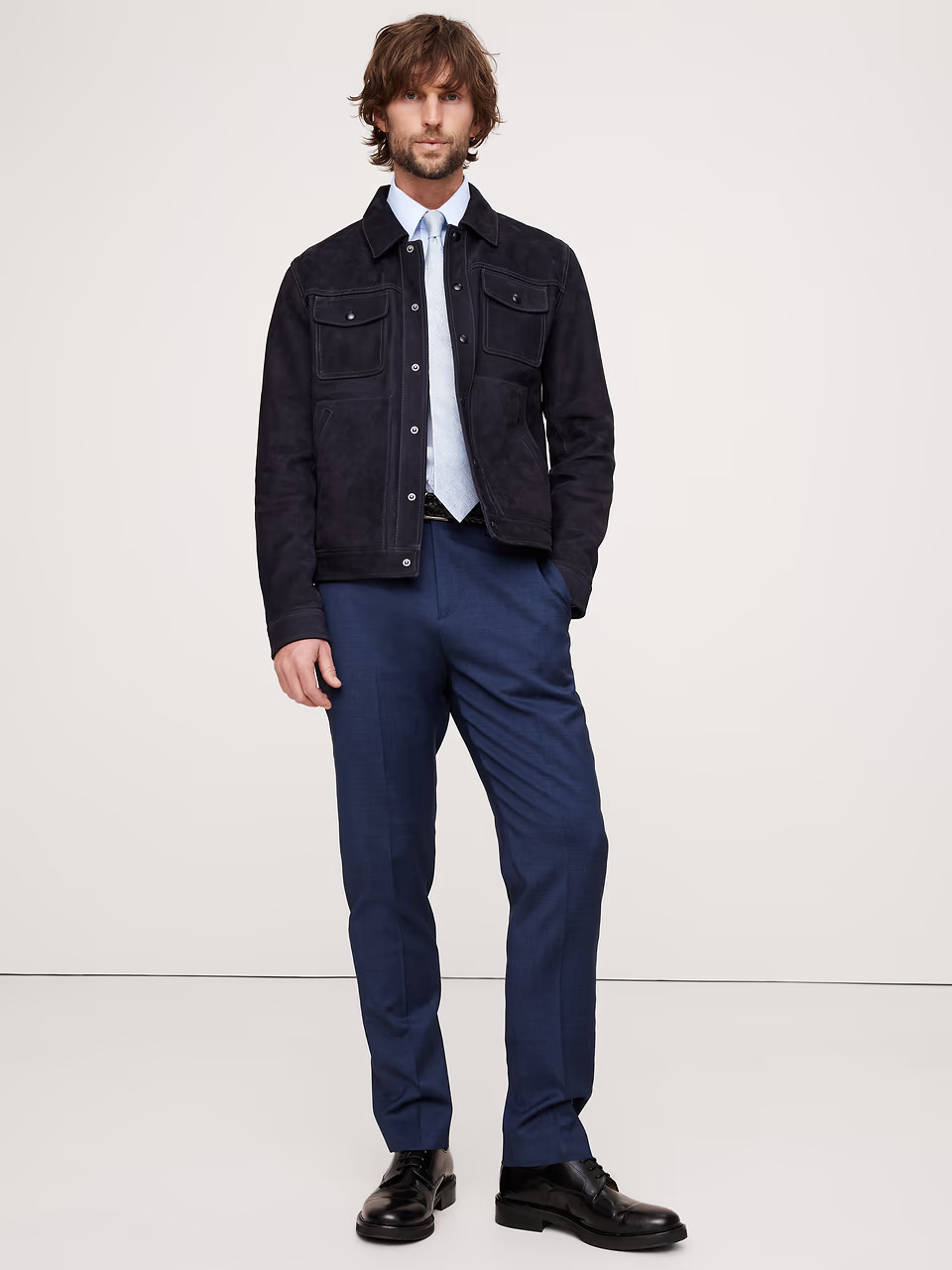 Banana Republic Signature Italian NAILHEAD Suit Pant 38L | Blue #809139 NEW