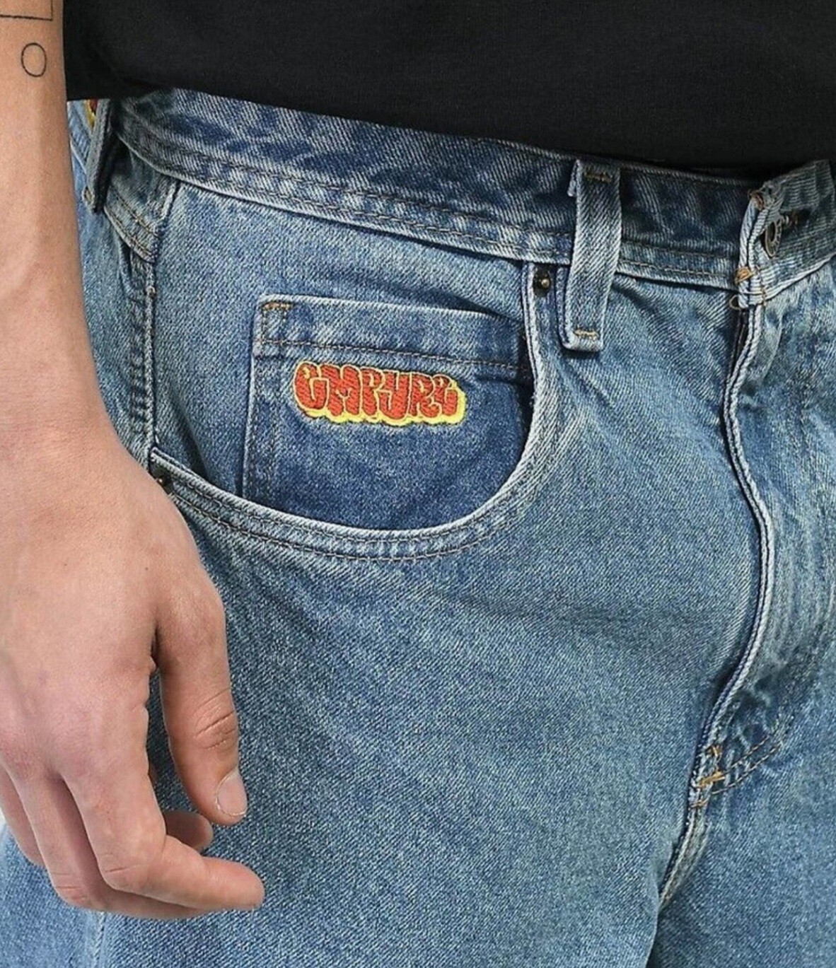 Empyre Jeans Blue Light Wash Straight Leg Denim Mid Rise 90s Grunge Hip Hop 28