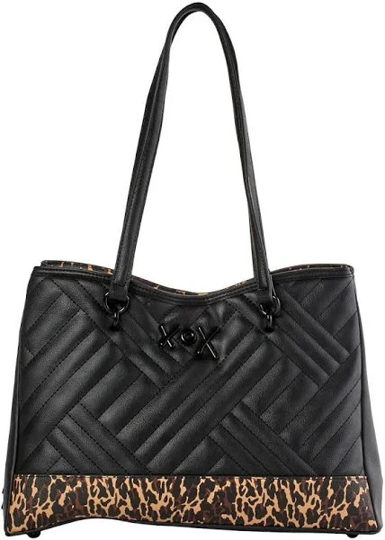 Betsey Johnson XO Story Quilted Leopard Triple Compartment Tote Bag NWT