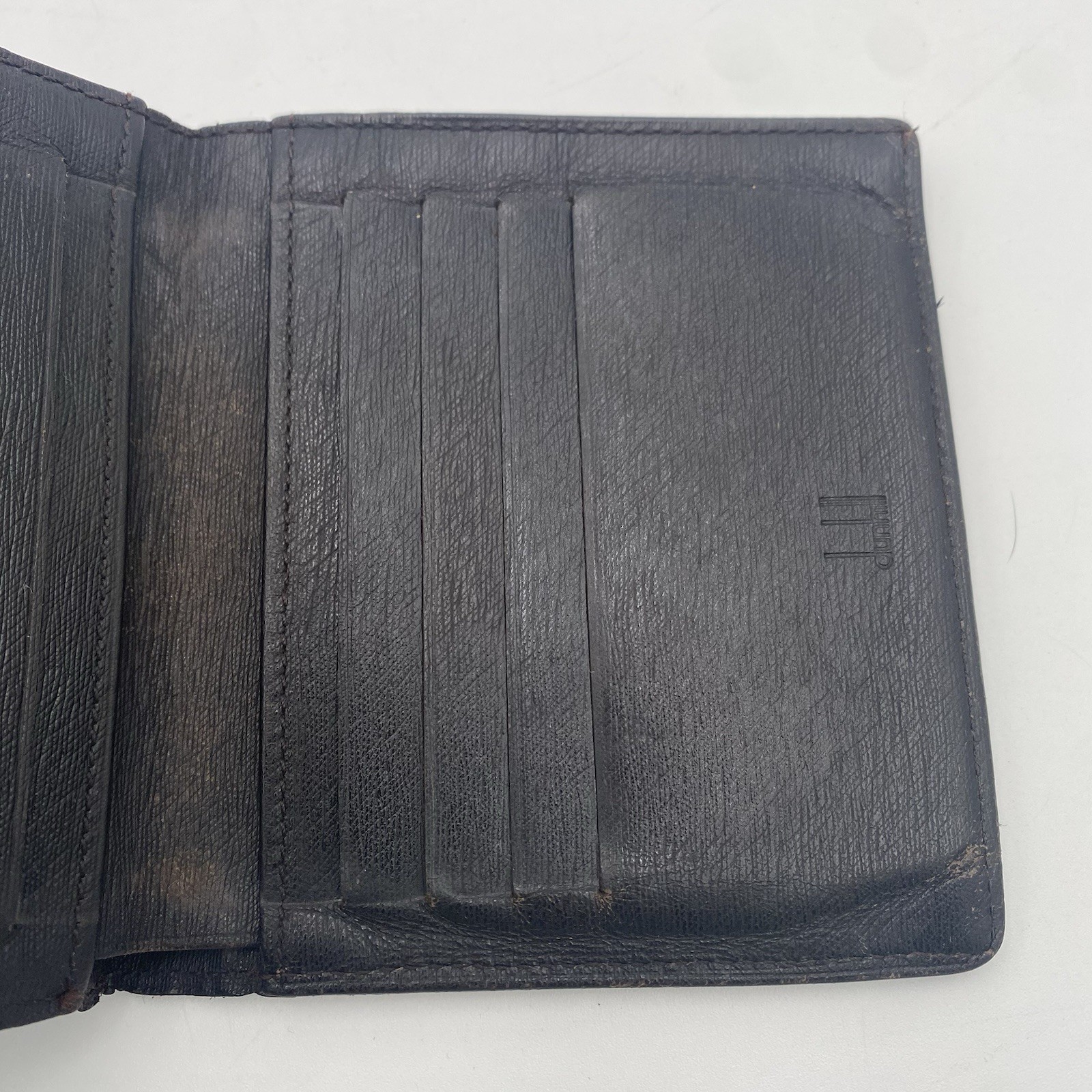 Vintage Dunhill Men’s BiFold Wallet 8 Card Holder Black Leather 2 Currency Slots