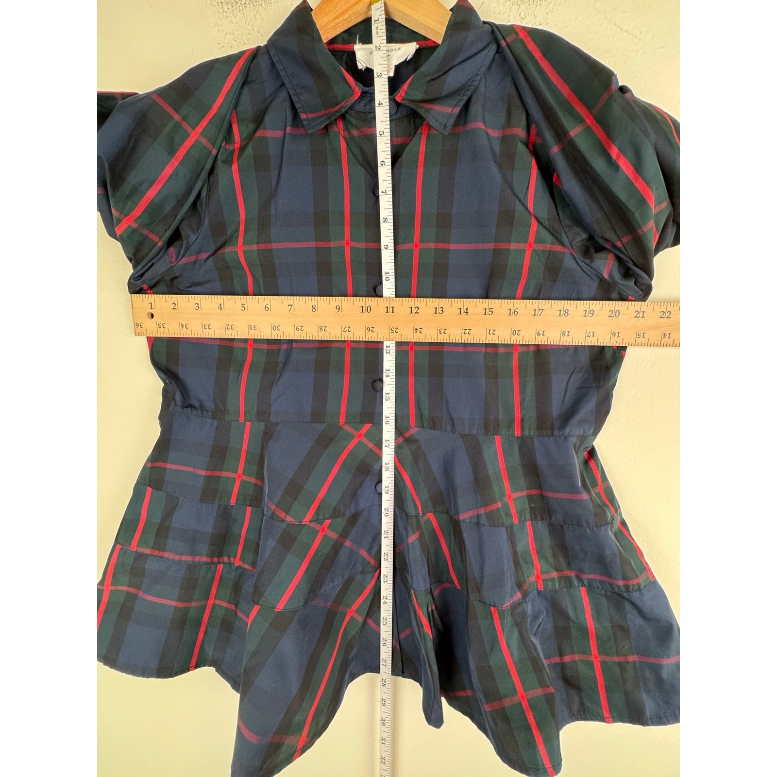 Tuckernuck Pomander Place Ashlen Fraser Plaid Button Blouse Medium Blue