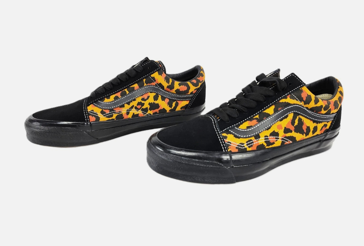 Vans Lx Old Skool Leopard Black Orange Sneakers Mens or Womens Skate Casual Shoe