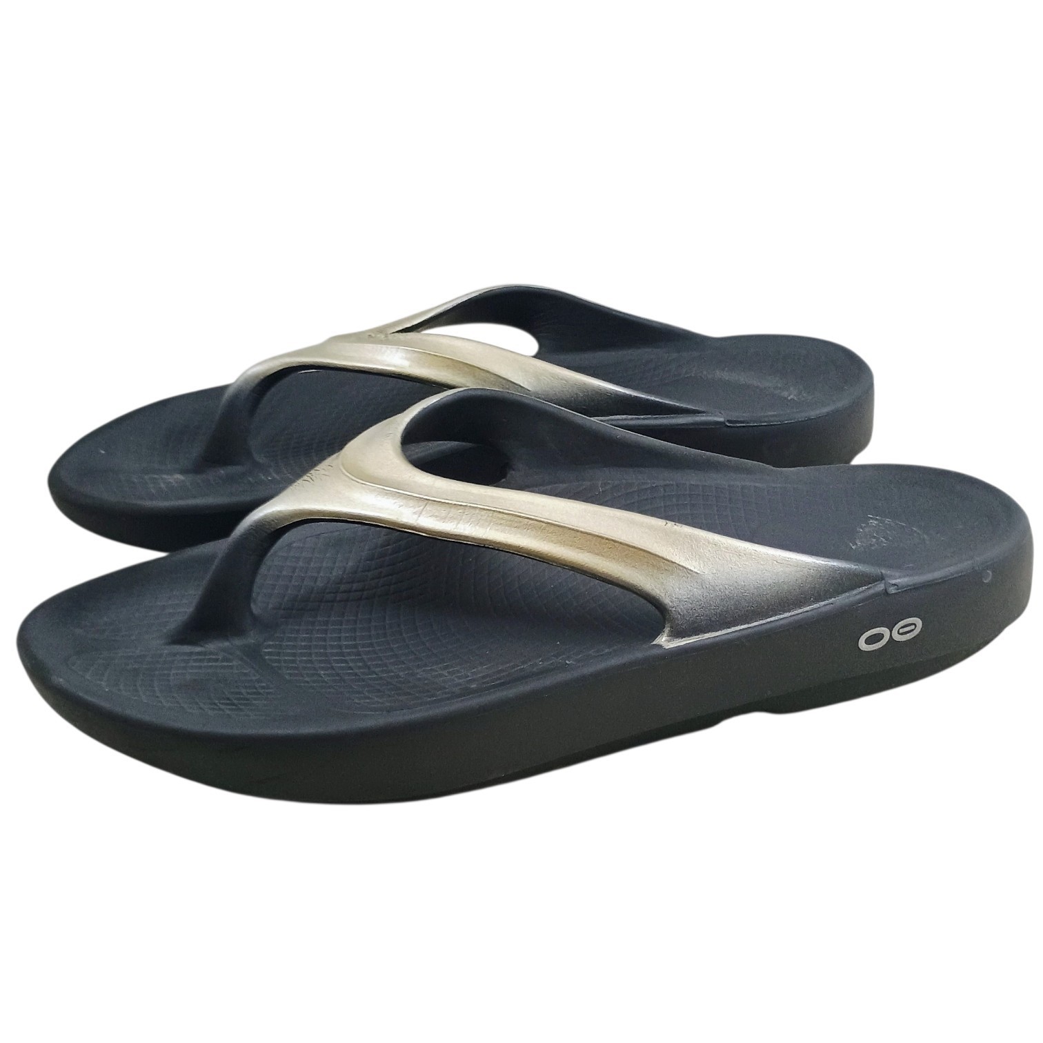 OOFOS Oolala Recovery Thong Sandals Latte Black Women’s Size 8 EU 39