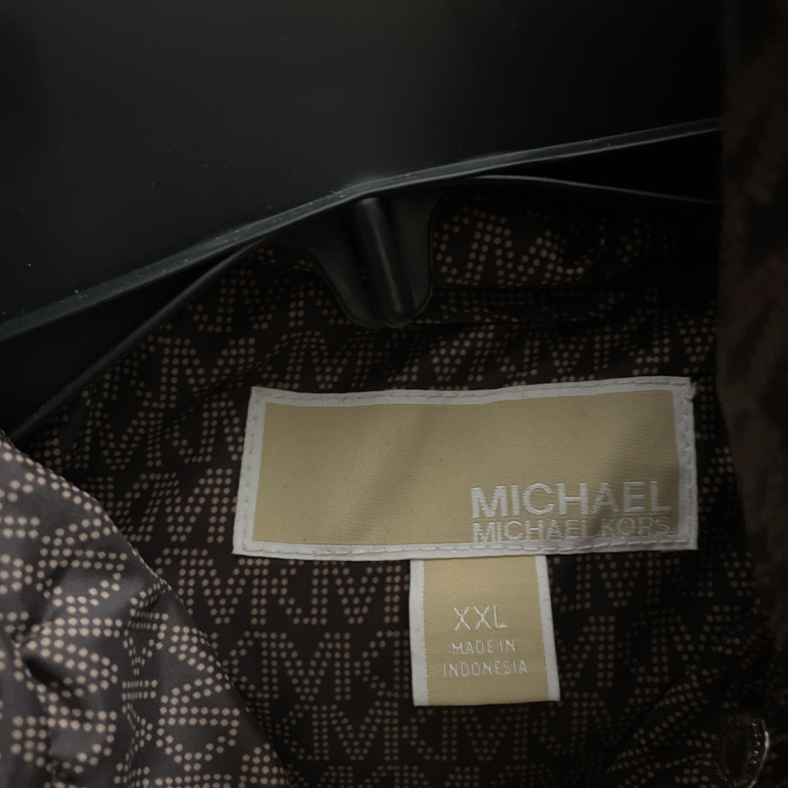 Michael Kors Faux Fur Trim Quilted Belted Puffer Jacket Chocolate Brown XXL $375