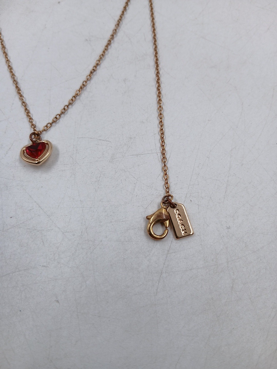 Coach Red Stone Heart Red Necklace Gold Plated (Z3-B16)