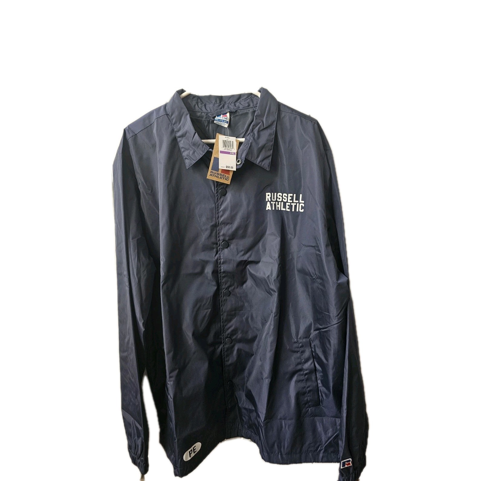 Coaches Jacket Russell Mens Snap Close Windbreaker Lightweight Sports XL New