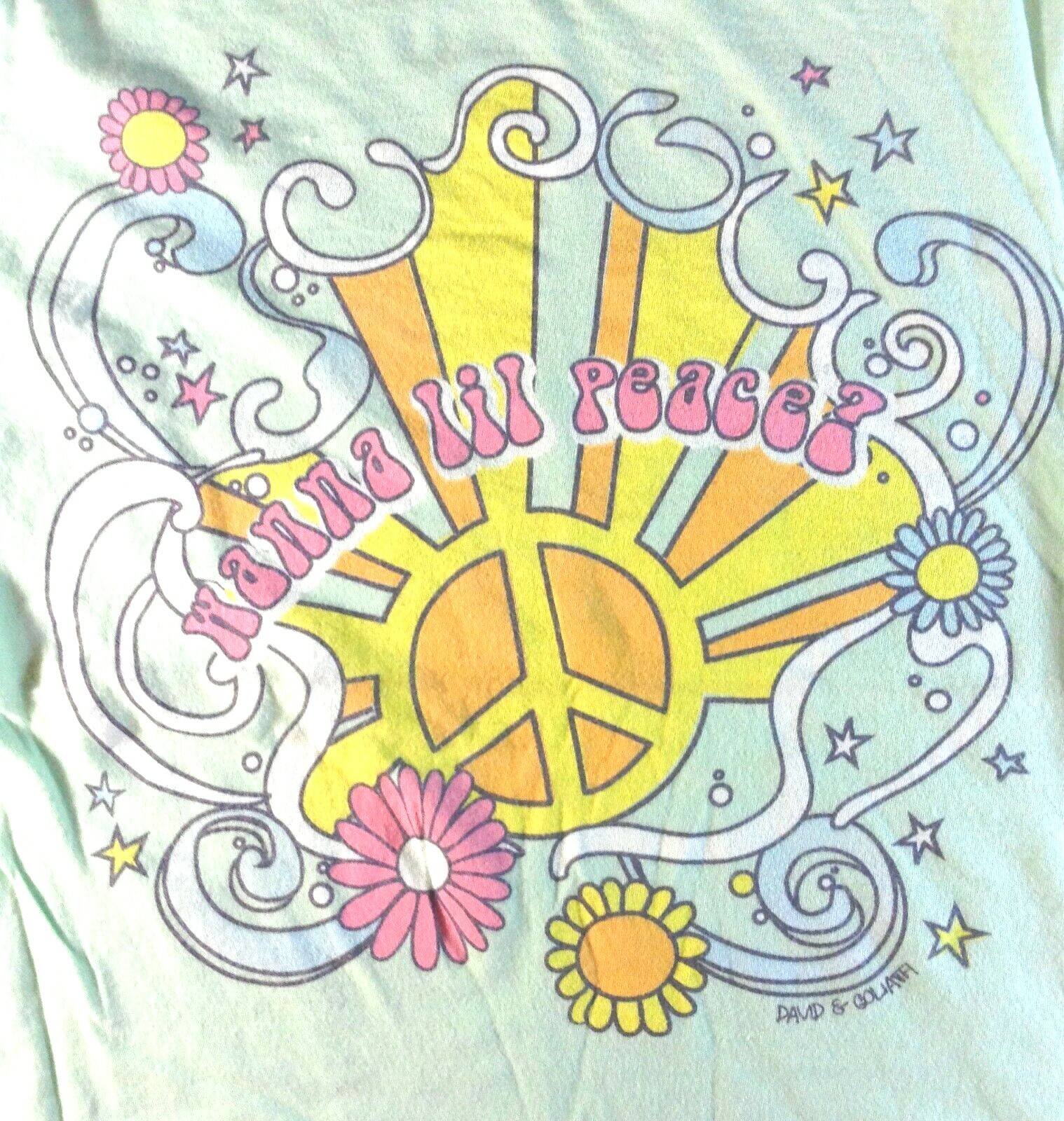Womens Juniors David & Goliath Wanna Lil Peace? Green Novelty Tee T-Shirt