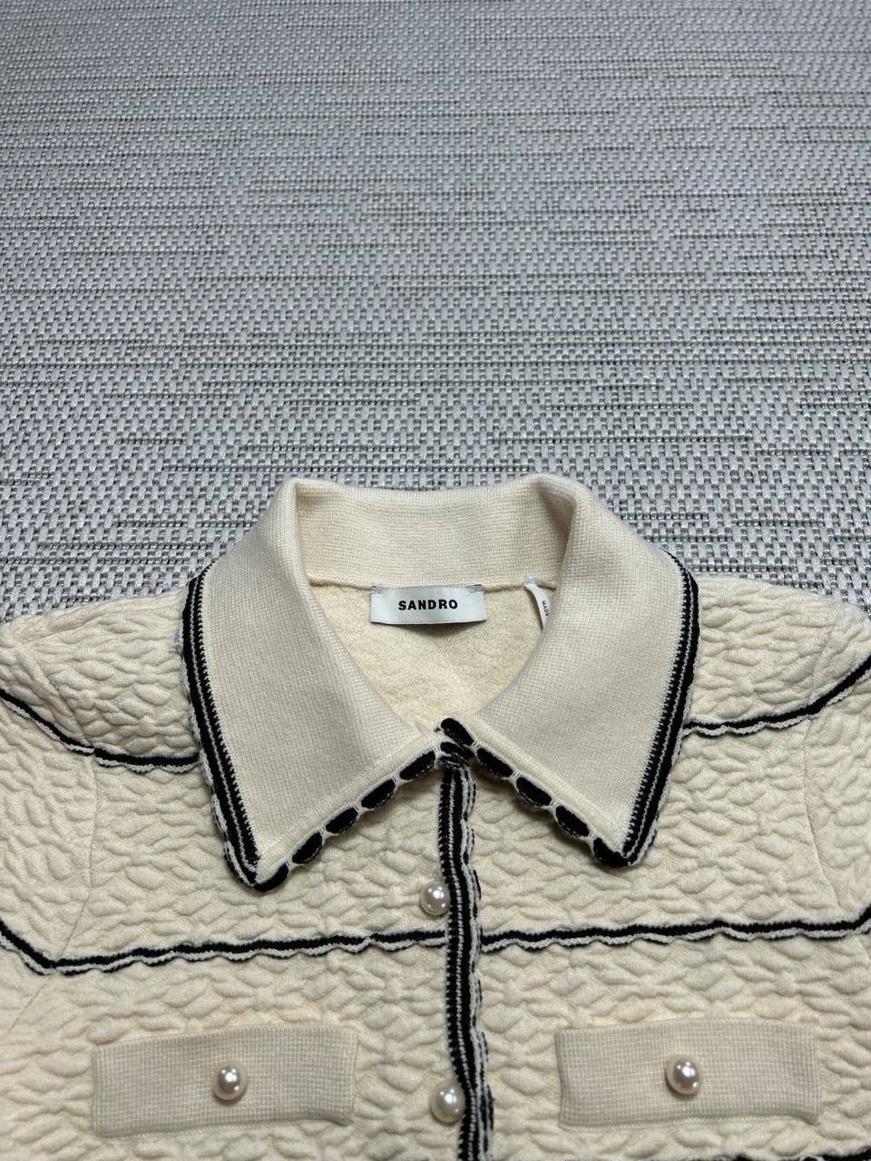 Sandro Jacket Womens 1 Us Small Beige Black Pea Coat