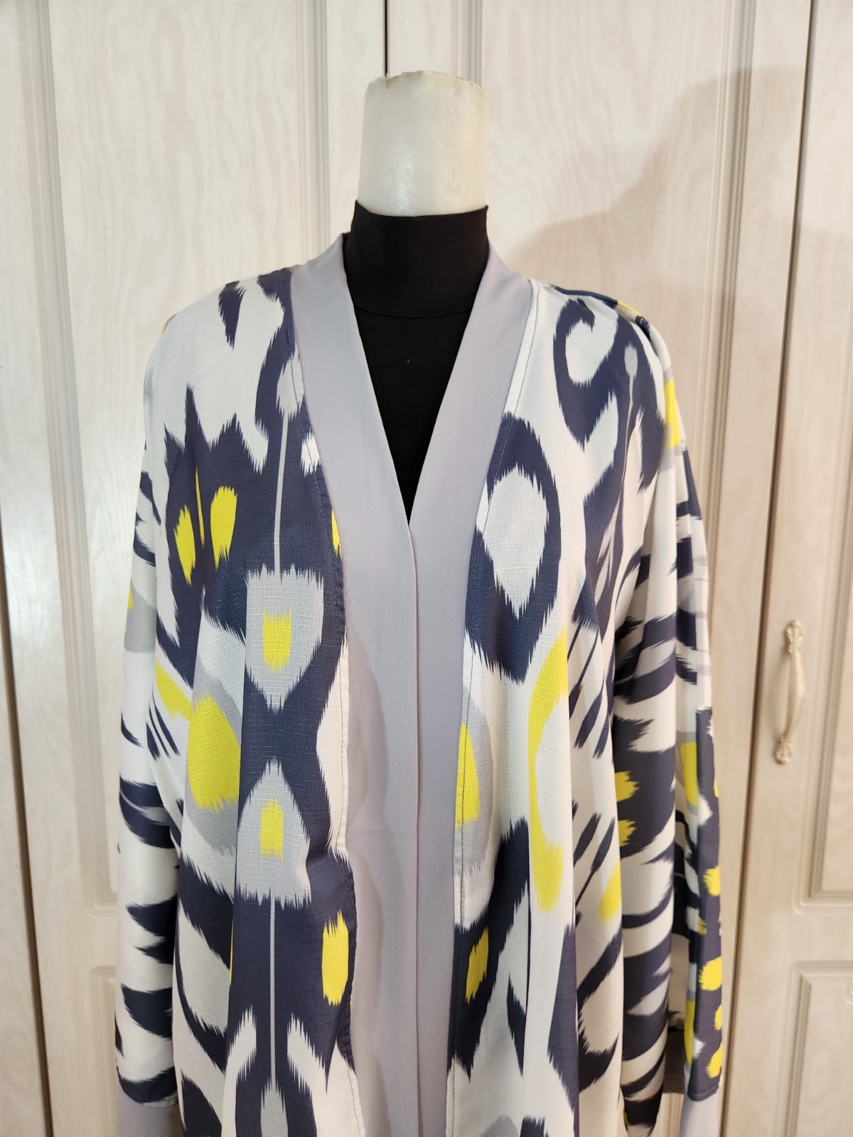 Uzbek Ikat Chapan Robe Ikat Print Beach Bikini Cover-Up Nightwear Dress Abaya
