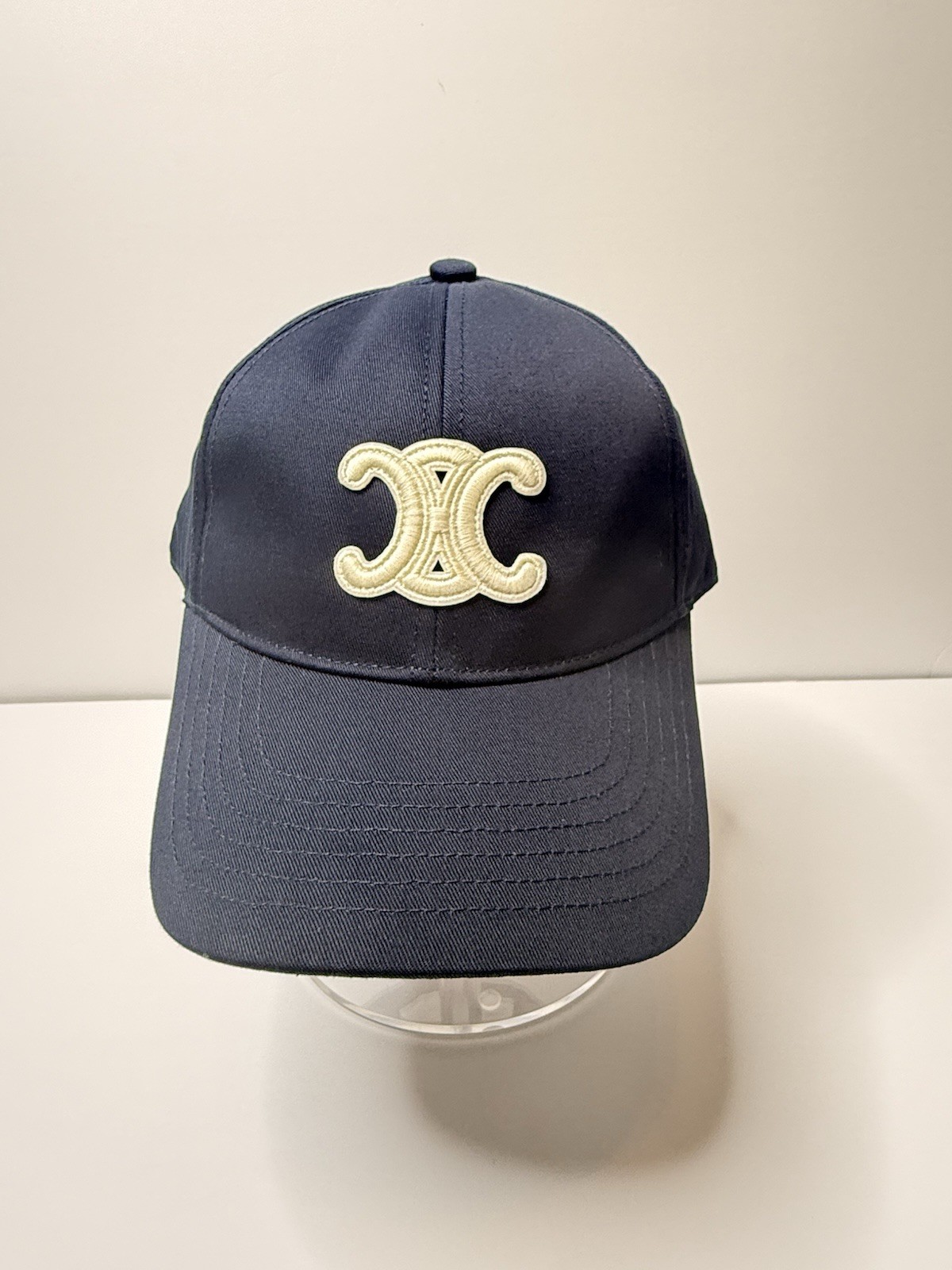 Celine Triomphe Navy Blue Adjustable Baseball Cap Women’s Medium