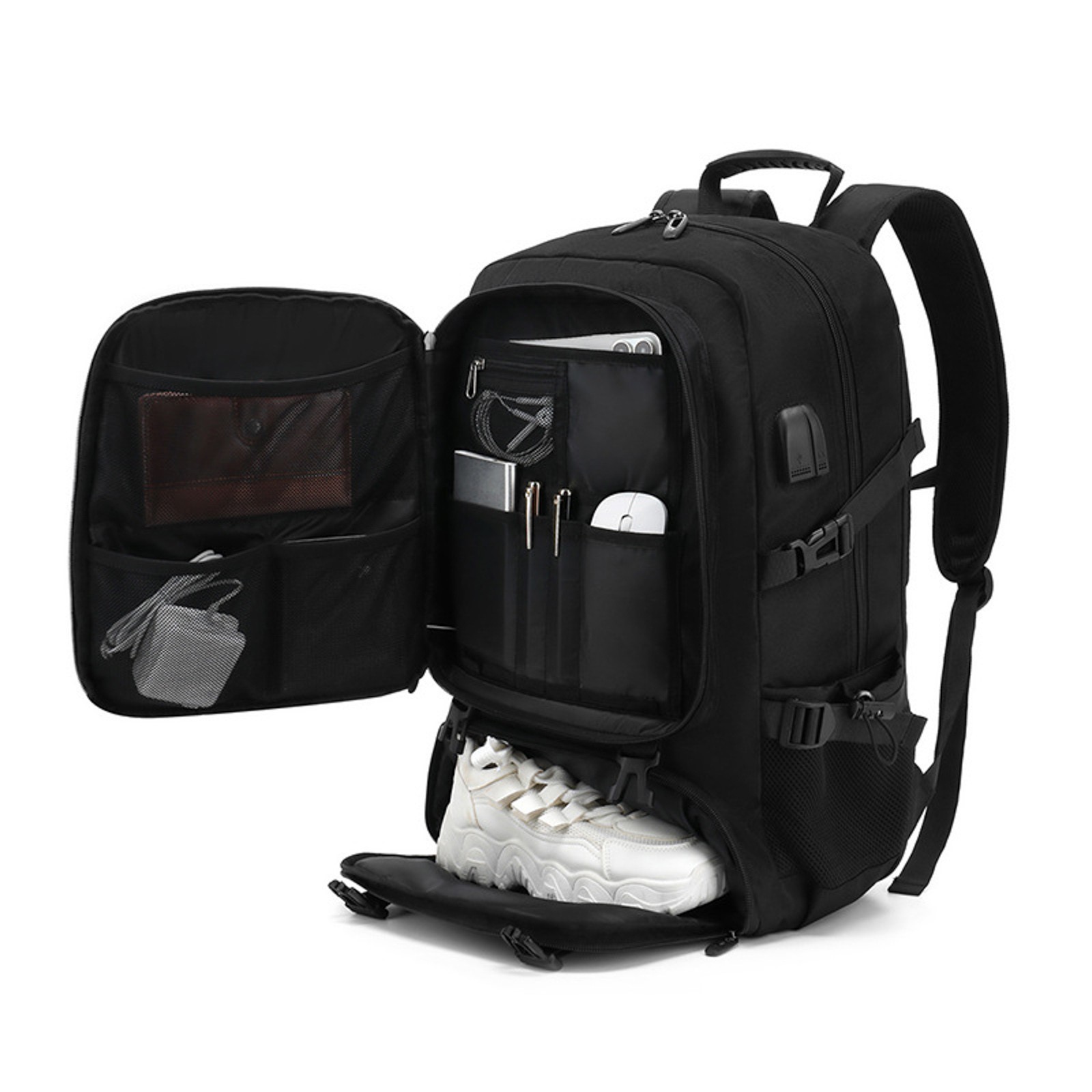 50L Travel Backpack Large Capacity Duffel Bag Separate Shoe Rainproof Durable