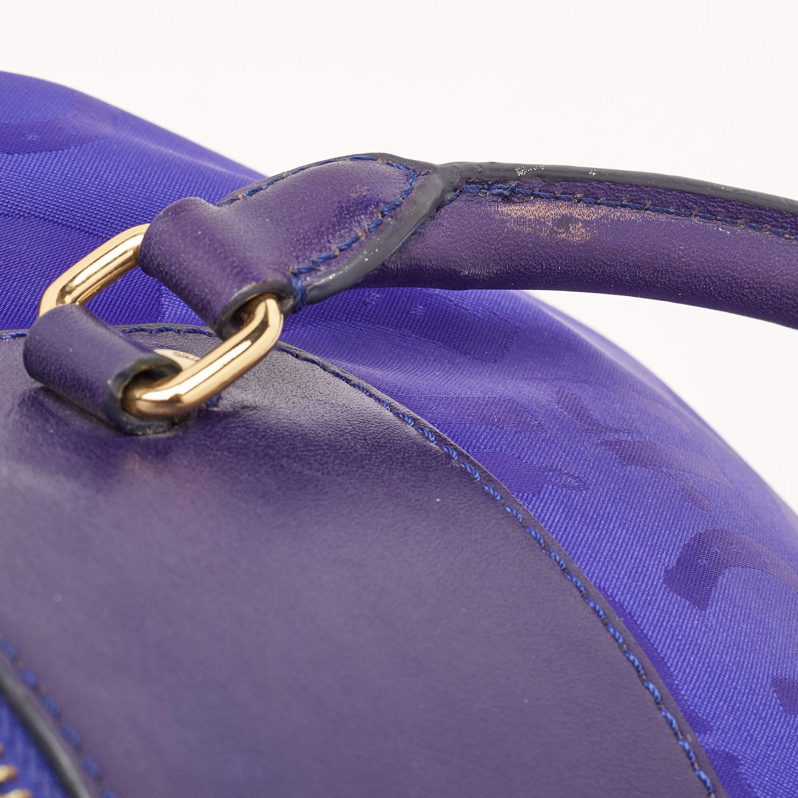 Moschino Redwall Medium Blue Nylon and Leather Satchel