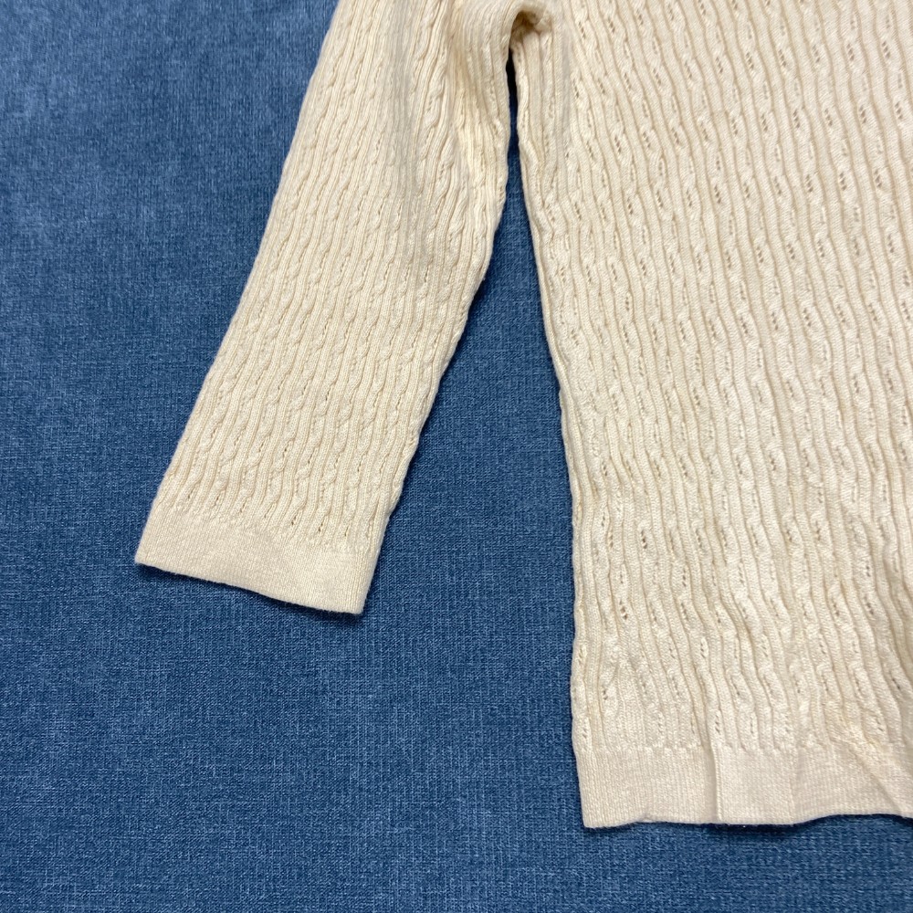 Jeanne Pierre Cardigan Sweater Womens PL Cream Cable Knitted Winter Button Front