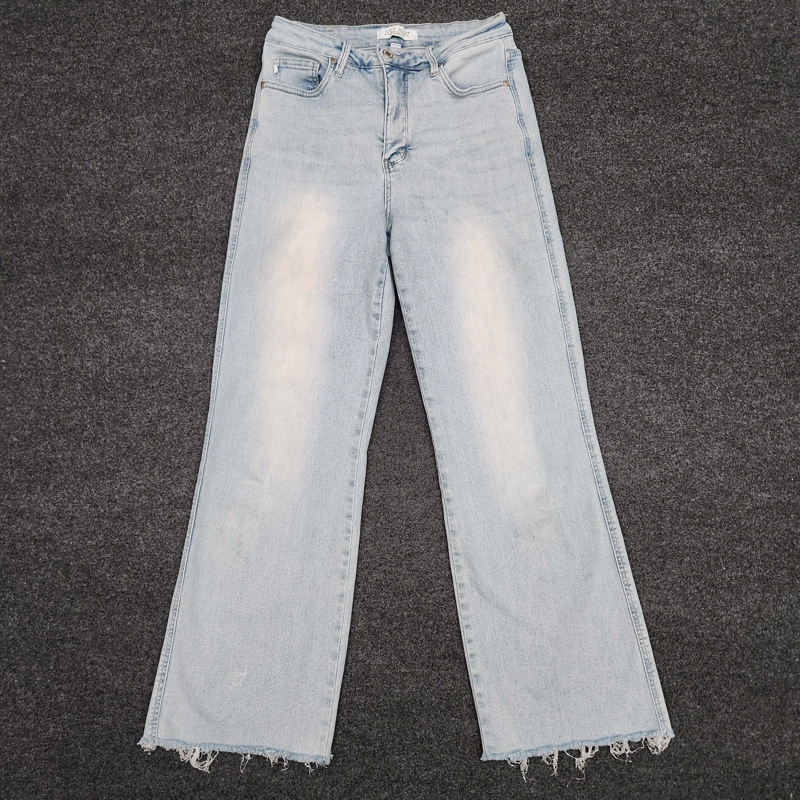 Judy Blue Womens 9|29 Light Blue Denim Stretch Straight Leg Jeans Raw Hem