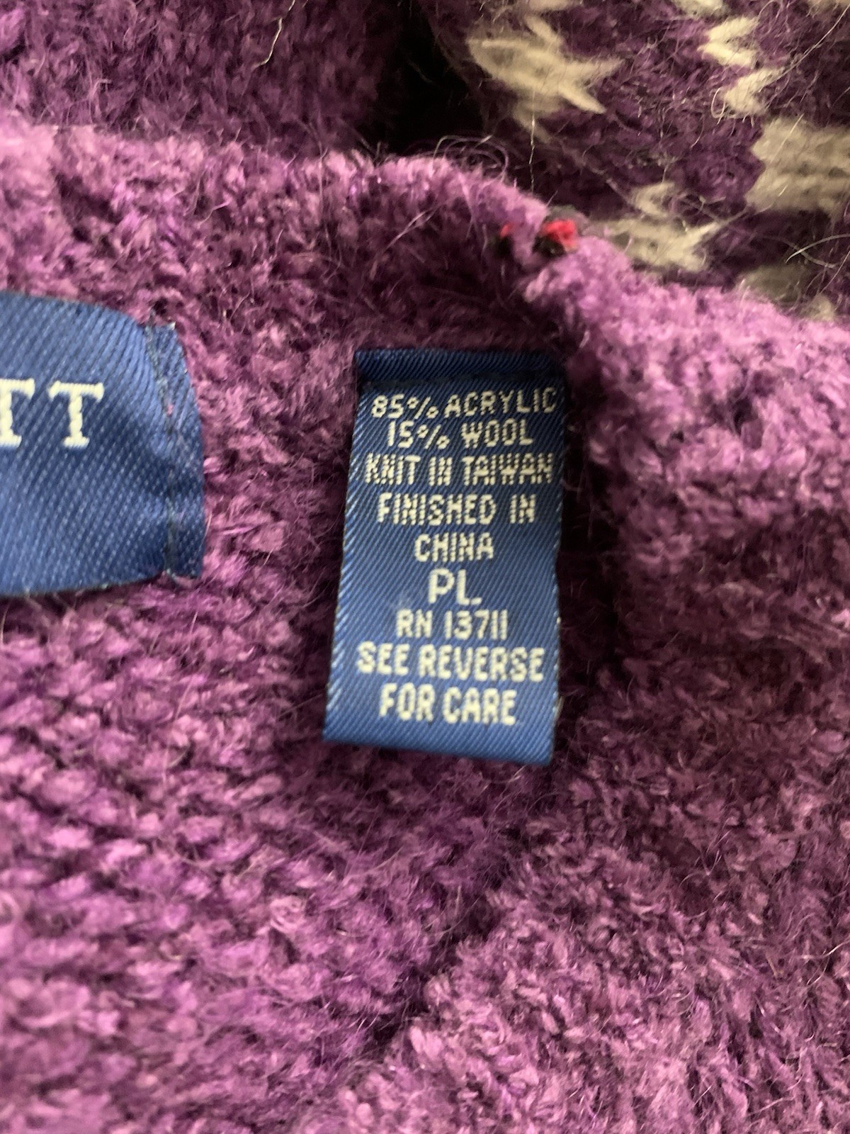 Purple Wool/Acrylic Blend Nordic Snowflake Design Sweater Sz PL