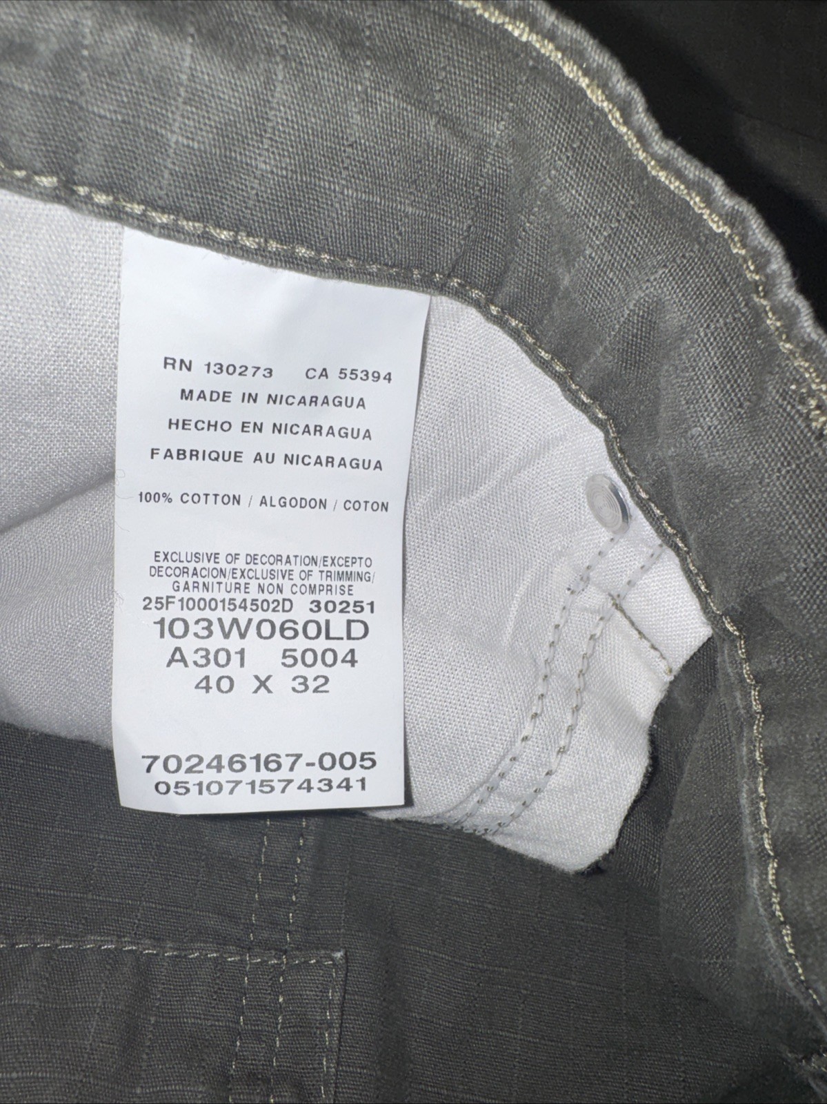 Wrangler Riggs Workwear Men’s Pants Green Rip Stop Size 40×32 Worn Once