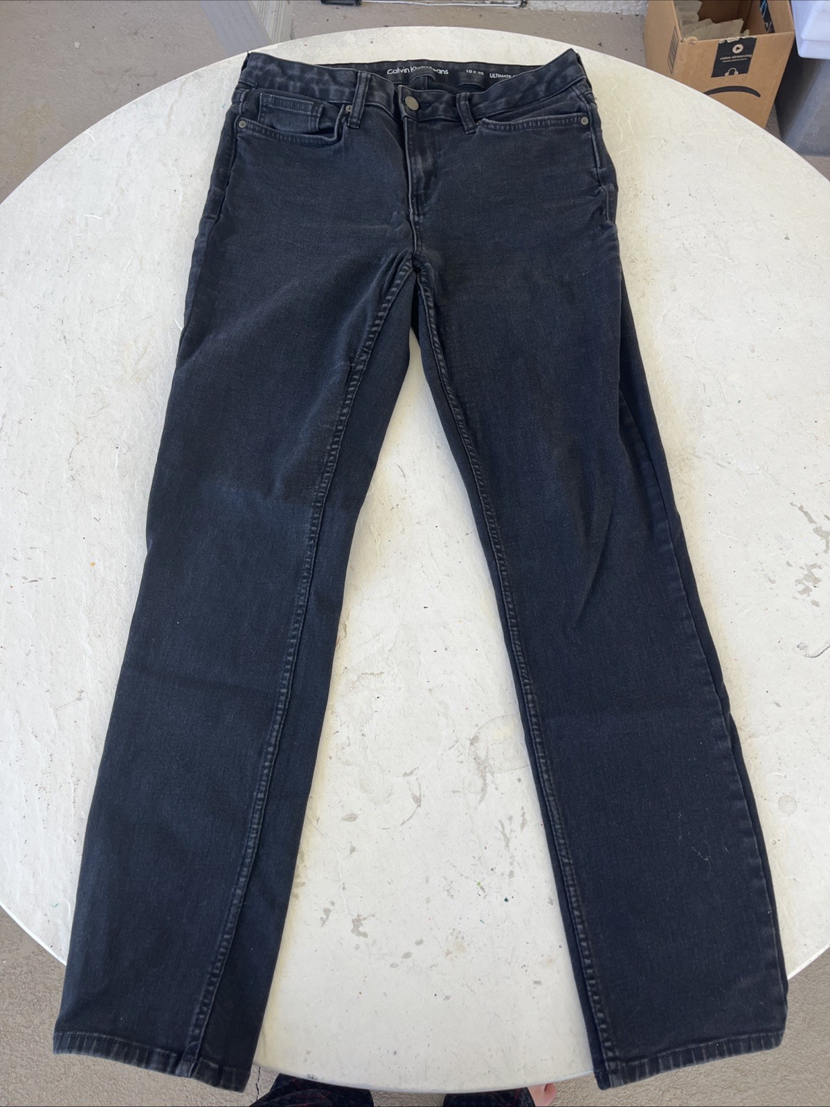 Calvin Klein Womens Black Skinny Jeans Size 10X30 Ultimate Skinny Fit Denim