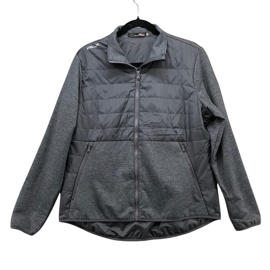 RLX Ralph Lauren Hybrid Jacket Womens Large Gray Quilted Wool Blend Full Zip