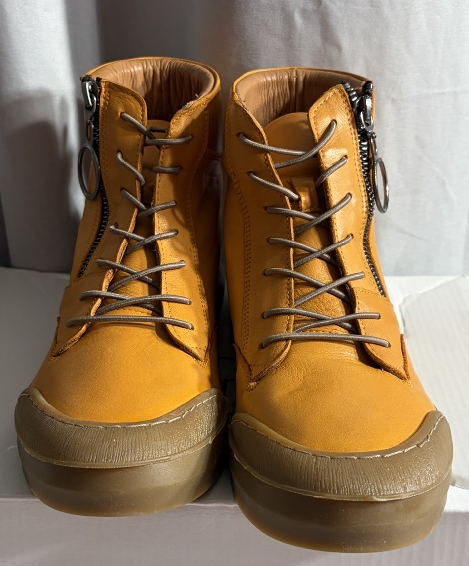 MIA Sheridan Leather High Top Ankle Boots Orange Side Zip Alba Women’s 8.5