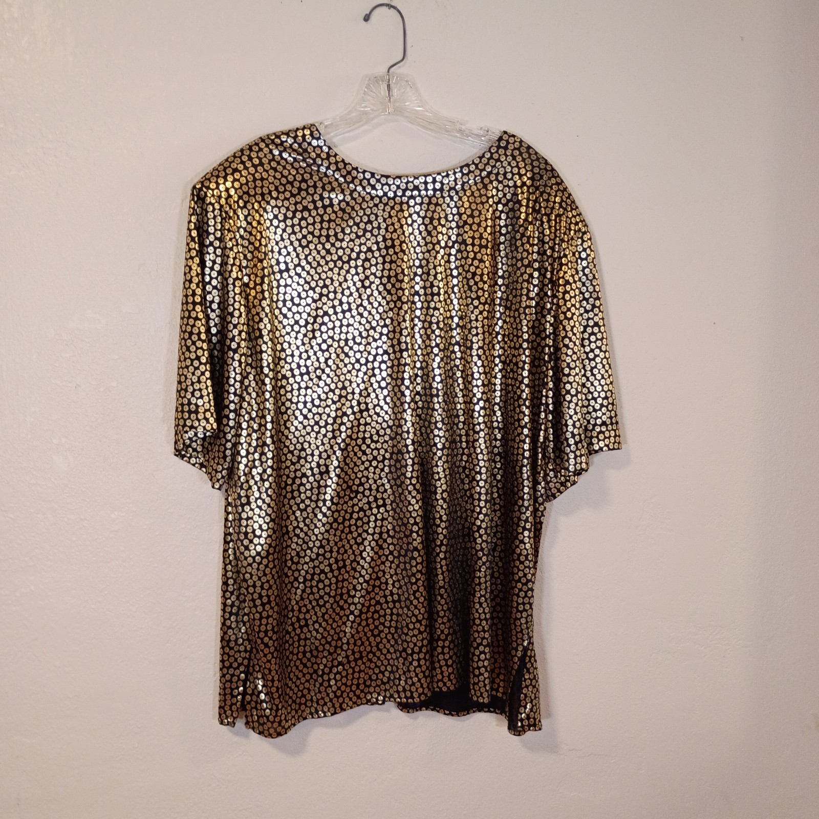 Vintage Top Notch Women’s 46/26W Short Sleeve Metallic Pullover Blouse USA