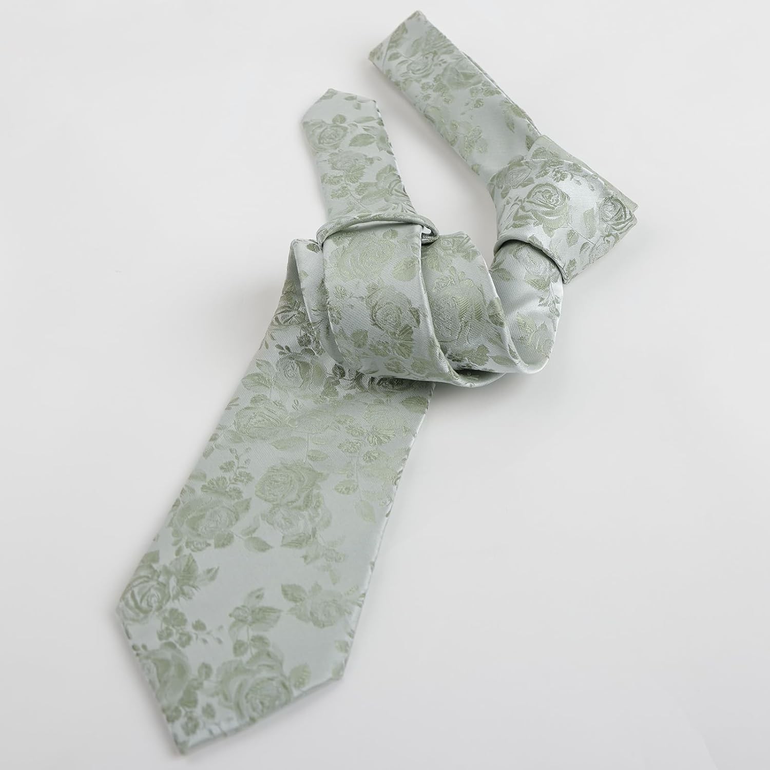 Mens Necktie Roses Floral Pattern 3.15inches with Handkerchief Tie Set For