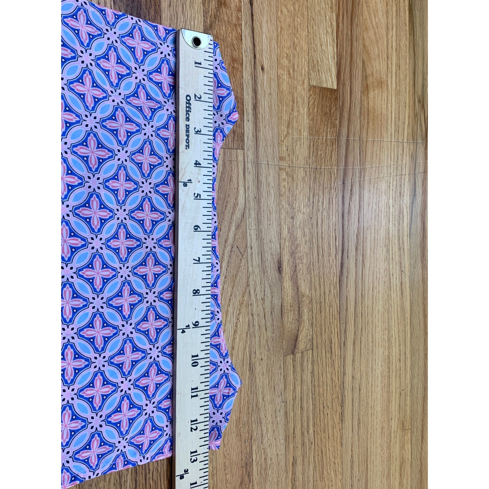 Talbots Petite Blue Pink Geometric Tile Print Sleeveless Shell Blouse SP