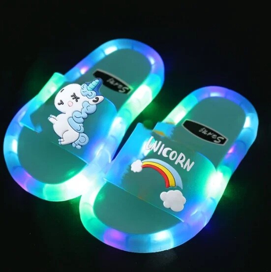 Luminous Children’s Slippers Unicorn Crystal Sparkling Lights Boys and Girls