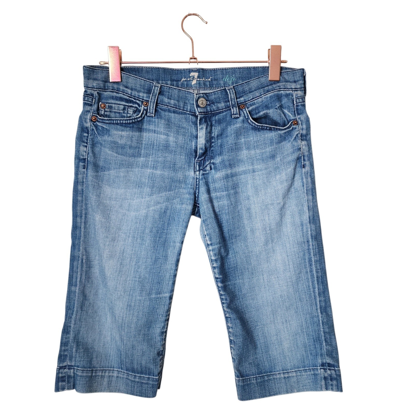 7 FOR ALL MANKIND Dojo Crop Capri jeans y2k light wash 28
